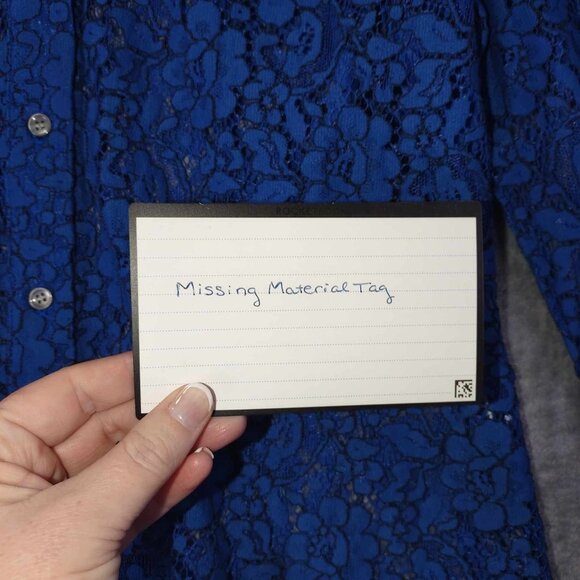 J.Crew Women's 4 Blue Lacy Floral Artsy Abstract Button-Down Long-sleeved Shirt - Picture 3 of 9